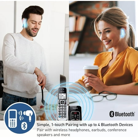 Panasonic - KX-TGD892S DECT 6.0 Expandable Cordless Phone System with Bluetooth Pairing for Wireless Headphones - Silver