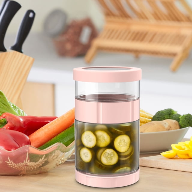 Tranfacy Home and Kitchen,Food Storage Containers,Pickle Container with Strainer Glass Pickle for Pickle Lover Glass Kraut Separator Jar-Leakproof Airtight Lid for Kitchen Stora