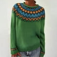 thumbnail image 2 of Women's Christmas Vintage Sweater Long Sleeve Crewneck Print Chunky Knit Pullover Top Green 2XL, 2 of 4