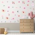 thumbnail image 4 of Calcomanía de pared de flores rosas de acuarela, pegatina de pared floral de peonía floreciente para decoración de dormitorio de niñas, 4 of 7