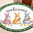 thumbnail image 3 of Round Easter Bunny Welcome Mat for Indoor Use - Absorbent Non Durable Polyester Rug with Cute Rabbit Print Round Shape Ideal for Living Room and Entry 40/60/80 cm, 3 of 6