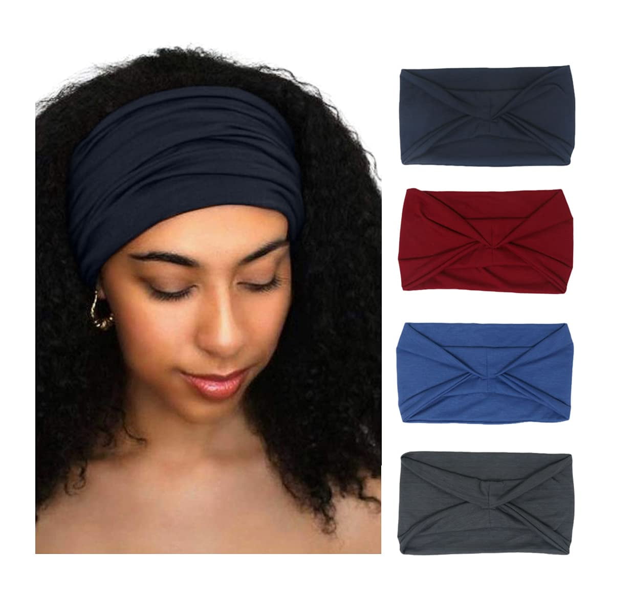 Wide 4 inch Black Hairband head band wrap headband 