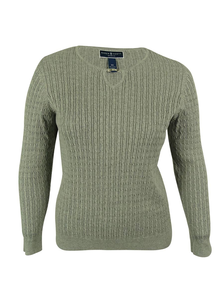 Karen Scott Karen Scott Women S 100 Cotton Cable Knit Key Hole Sweater Walmart Com Walmart Com Karen Scott Karen Scott Women S 100 Cotton Cable Knit Key Hole Sweater Walmart Com Walmart Com