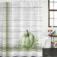 thumbnail image 2 of Sage Green Pumpkin Shower Curtain, Waterproof Shower Curtains for Bathroom, Thanksgiving Fall Leaf Retro Stripe Washable Fabric Bathtub Curtain Set Bath Decor with 12 Hooks Long 72"x84", 2 of 8