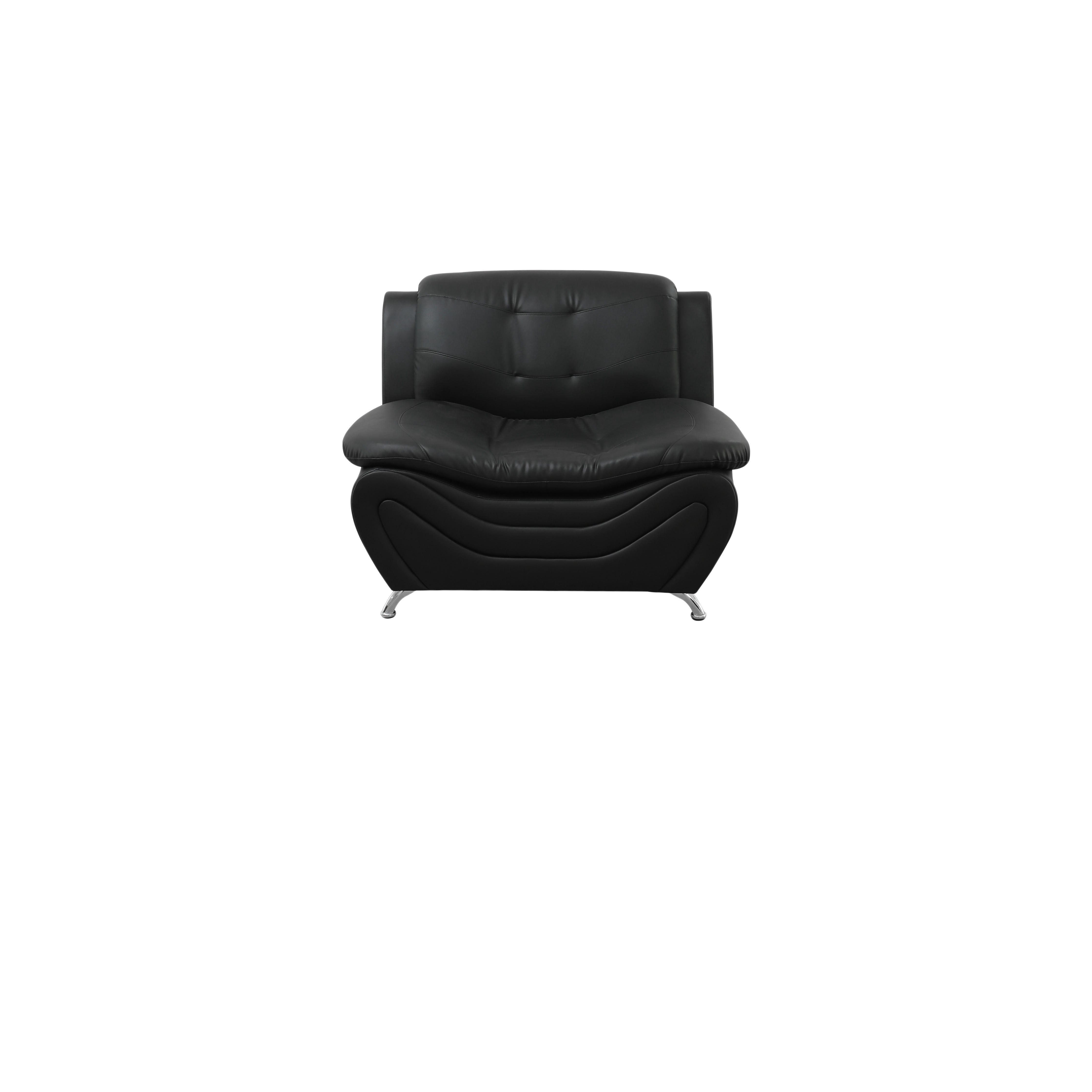 MAYEERTY Breathable Faux Leather Recliner Chair, Anti-Insect Solid Wood Frame Accent Chair for Living Room, Black