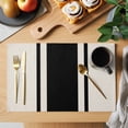thumbnail image 2 of Black Vintage Placemats Set of 8, Geometric Stripes Simple Lines Placemats for Dining Table, Place Mats for Kitchen Tabletop, Waterproof Wipeable Dining Table Mats Set, 2 of 9