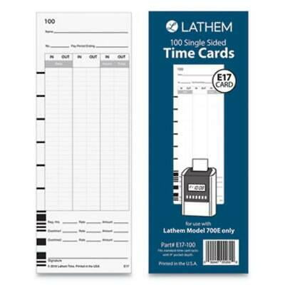 Numbered 1-100 Two-Sided "Lathem Time Time Card for Lathem Model 7000E 100" 