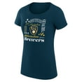 thumbnail image 2 of Women's G-III 4Her by Carl Banks Navy Milwaukee Brewers Super-Slim Fit Lightweight Collage Team Graphic Crew Neck, 2 of 5