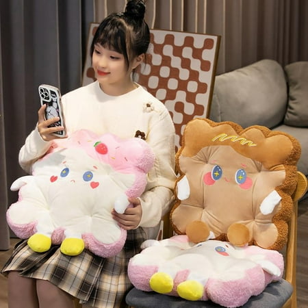 

HYDa Plush Seat Cushion PP Cotton Filling Thicken Lovely Cartoon Toast Back Pillow Sofa Ornament Soft Cute Living Room Chair Car Seat Stuffed Cushion Home Decoration