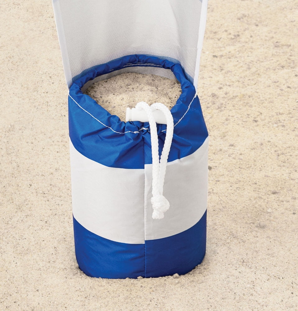 Mainstays 6 ft Blue and White Stripe Beach Umbrella, Sun Protection