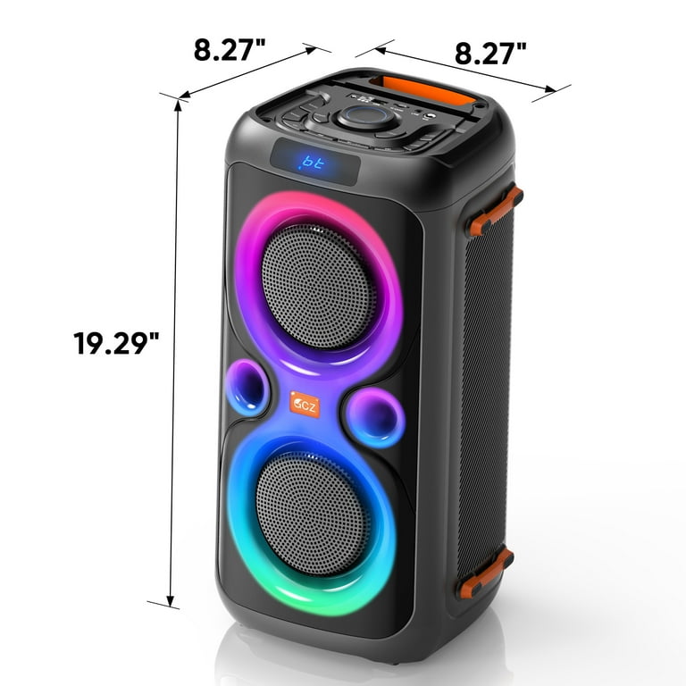 Dual 6.5-inch 160W Large Loudest Party Speaker Bluetooth Wireless with Microphone Jack, Support USB TF, Rich Bass for DJ, Karaoke