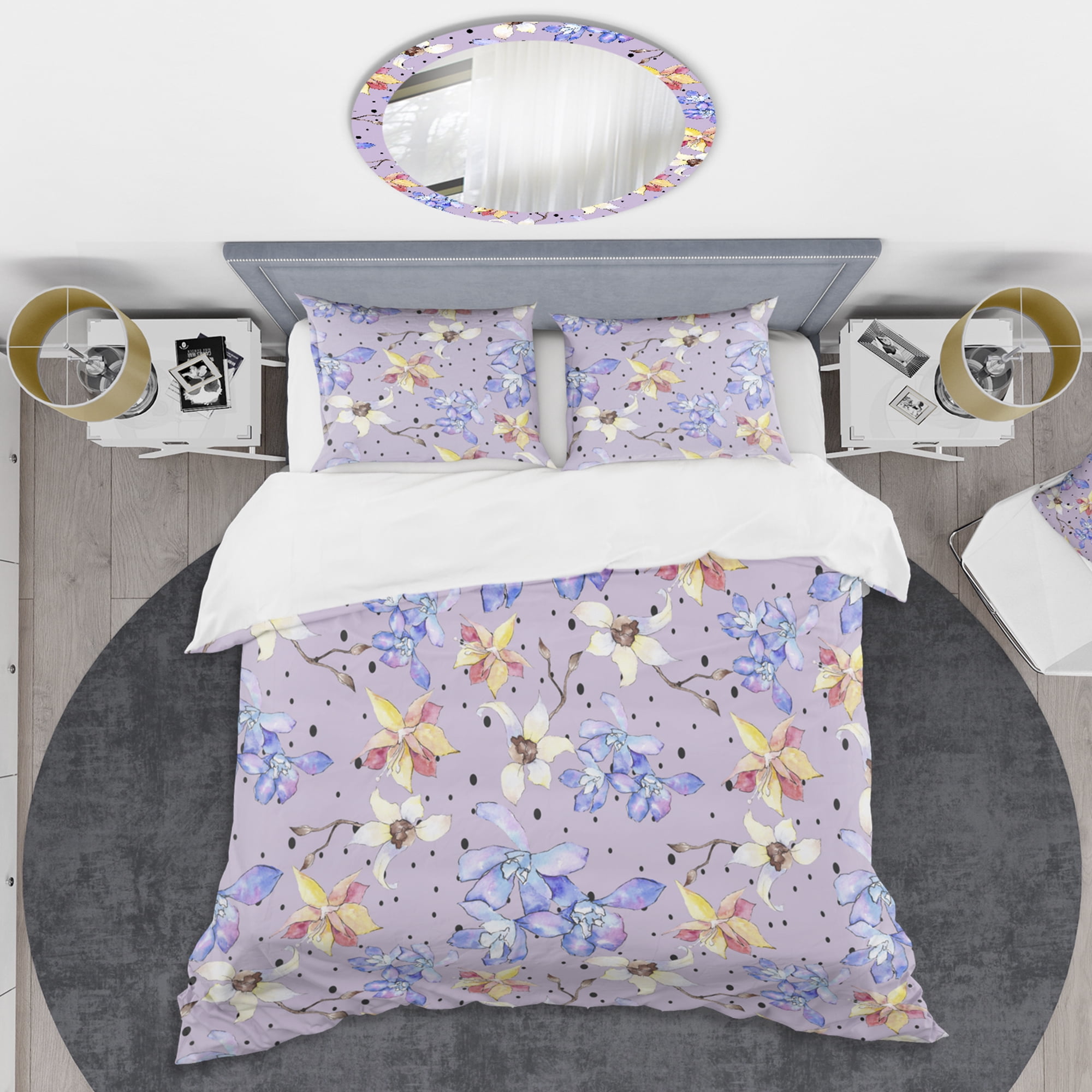 Designart 'Floral Botanical Retro V' Mid-Century Modern Duvet Cover Set