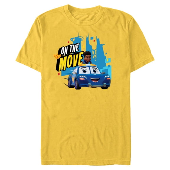 Disney Junior Firebuds Jayden and Piston On the Move - Short Sleeve Blended T-Shirt for Adults - Customized-Yellow
