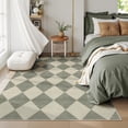 thumbnail image 4 of Lahome Decor 5'x7' Modern Washable Area Rugs for Living Room, 5x7ft Non-Slip Rugs for Bedroom, Farmhouse Checkered Rug, Moroccan Neutral Soft Low Pile Carpet for Office Dining Room Playroom,Green, 4 of 10