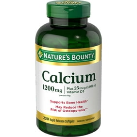 Natures Bounty Absorbable Calcium 1200mg Plus Vitamin D3 25mcg 1000 Iu 120 Softgels Mineral Supplement To Support Bone Health