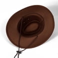 thumbnail image 3 of IVEYRTF Cowboy Hat Men Solid Color Classic Western Sun Hat Adjustable Cord with Wide Brim Hats for Men, 3 of 7