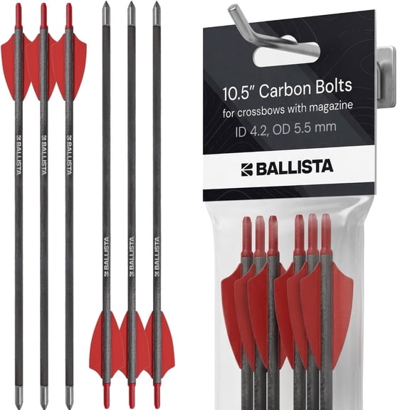 Ballista 10.5" Mini Crossbow Bolts Carbon Arrows with Steel Tips, OD 5.5mm - 6-Pack