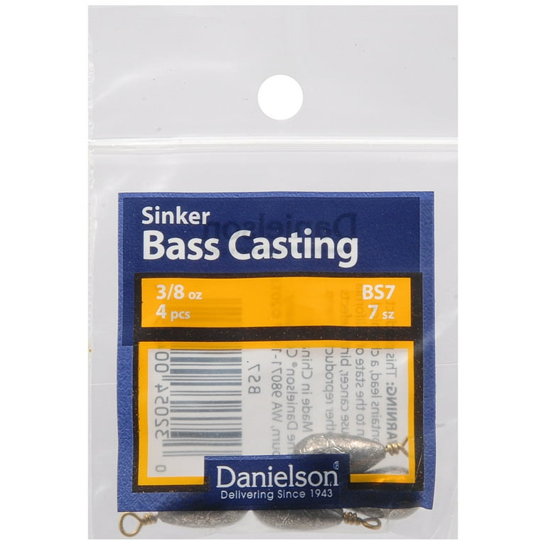Danielson Bass Casting Sinkers Fishing Weight, 1/4 oz., 4-pack