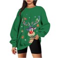 thumbnail image 1 of Costumes de Noël en Liquidation Col Rond Mode Décontractée Manches Longues Chandail en Molleton Imprimé de Noël Hauts Blouse Chandail en Molleton Surdimensionné pour Femmes, 1 of 5