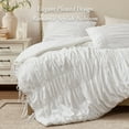 thumbnail image 6 of Regency Heights Full/Queen Soft Washed Comforter Set, Ruched Striped Dorm Bedding Sets, 3-Piece White French Country Comforter Bed Set with Bow Ties and Sham for All Season, 6 of 13