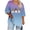 A-Sky Blue, variant on CLOISE 3/4 Sleeve T Shirts for Women Plus Size Halloween Pullover Loose Graphic V Neck Tops Trendy Fall Tunic Clothes Black 5XL