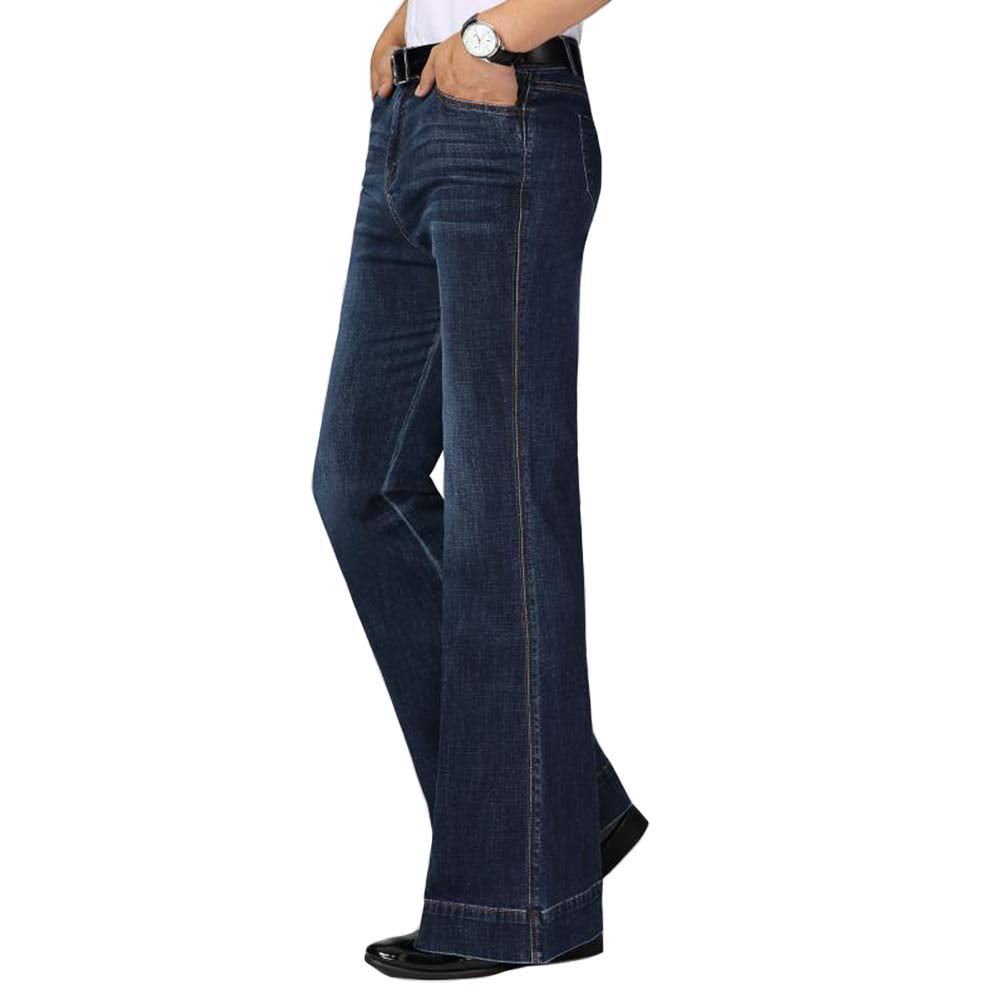 HAORUN Men Bell Bottom Jeans Slim Fit Flared Denim Pants 60s 70s Vintage  Trousers