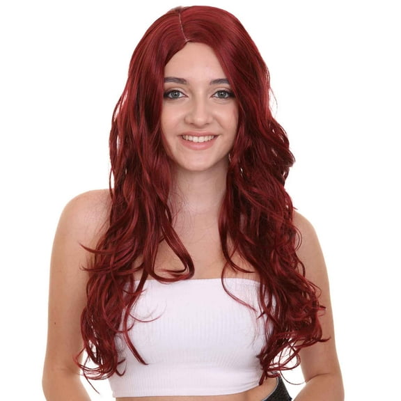 HPO | Adult Women's Superhero Wig | Burgundy Color Cosplay | Breathable Capless Cap