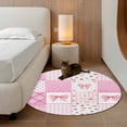thumbnail image 2 of Round Area Rug 3.3 Ft, Valentine's Day Washable Non-Slip Circle Carpet for Living Room/Bedroom, Pink Bows Romantic Roses Farmhouse Plaid Low-Profile Small Kitchen Mats Collection Rugs for Indoor, 2 of 8