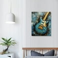 thumbnail image 4 of Nawypu  Music Canvas Wall Art Guitar Painting on Canvas Abstract Teal and Gold Pub Bar Decor Artwork Framed Ready to Hang, 4 of 5