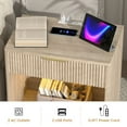 thumbnail image 5 of Erinnyees 23" Mid Century Nightstand, Oak Bedside Tables with Charging, Drawer & Fluted Design, 5 of 8