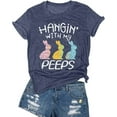 thumbnail image 4 of KimSoong Women Happy Easter Shirts Hanging with My Peeps Shirt Cute Bunny Graphic Letter Printed Top, 4 of 6