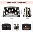 thumbnail image 2 of Black White Striped Cute Chicken Makeup Bag, Large Capacity Travel Cosmetic Bag for Women Girls- Travel Toiletry Bag Leather Portable Waterproof Makeup Case Organizer with Handle, 2 of 4