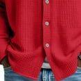 thumbnail image 6 of Lumtrix Mens Waffle Shirt Long Sleeve Button Down Casual Blouses Lightweight Tops Classic Tshirt for Men Red 3XL, 6 of 7