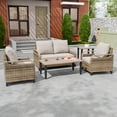thumbnail image 6 of EAGLE PEAK Modern Wicker Outdoor Patio Furniture Set, 2 Chairs, 2-Seat Loveseat, Coffee Table and Side Table, 5 Pieces, Brown/Gray, 6 of 10