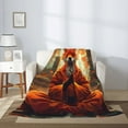 thumbnail image 2 of Hirioo Maple Leaf Meditating Fox for Flannel Blanket, Cozy and Warm Throw for Bed or Couch ,Perfect for All Seasons-60"x50", 2 of 6