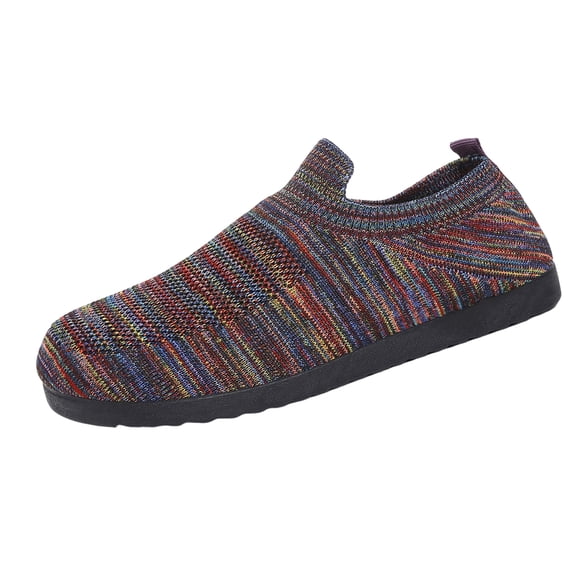 pwidon Womens Multicolor Slip On Sneakers Woven Knit Flat Comfort Flexible Non Slip Rubber Sole Indoor Outdoor Casual Walking Shoes Multicolor 36