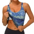 thumbnail image 4 of Vsdgher The Starry Night Print Women Sleeveless Athletic Tank Top Built-in Bra Camisole Sports Vest for Yoga Running Fitness Exercise with Removable Pads, 4 of 8