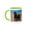 Green/White, variant on 3drose, Usa, California. Labradoodle on a Boulder in the Colorado Desert., 11oz Two-tone Red Mug