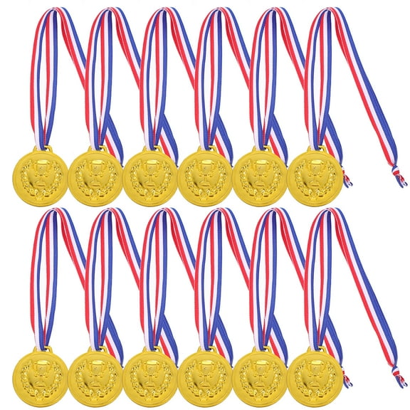 12Pcs Kids Medals with Lanyard for Sports Awards