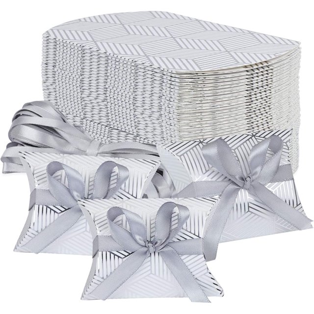 Cajas de regalo de boda con forma de almohada, caja de regalo para fiestas, caja de dulces, paquete de 50