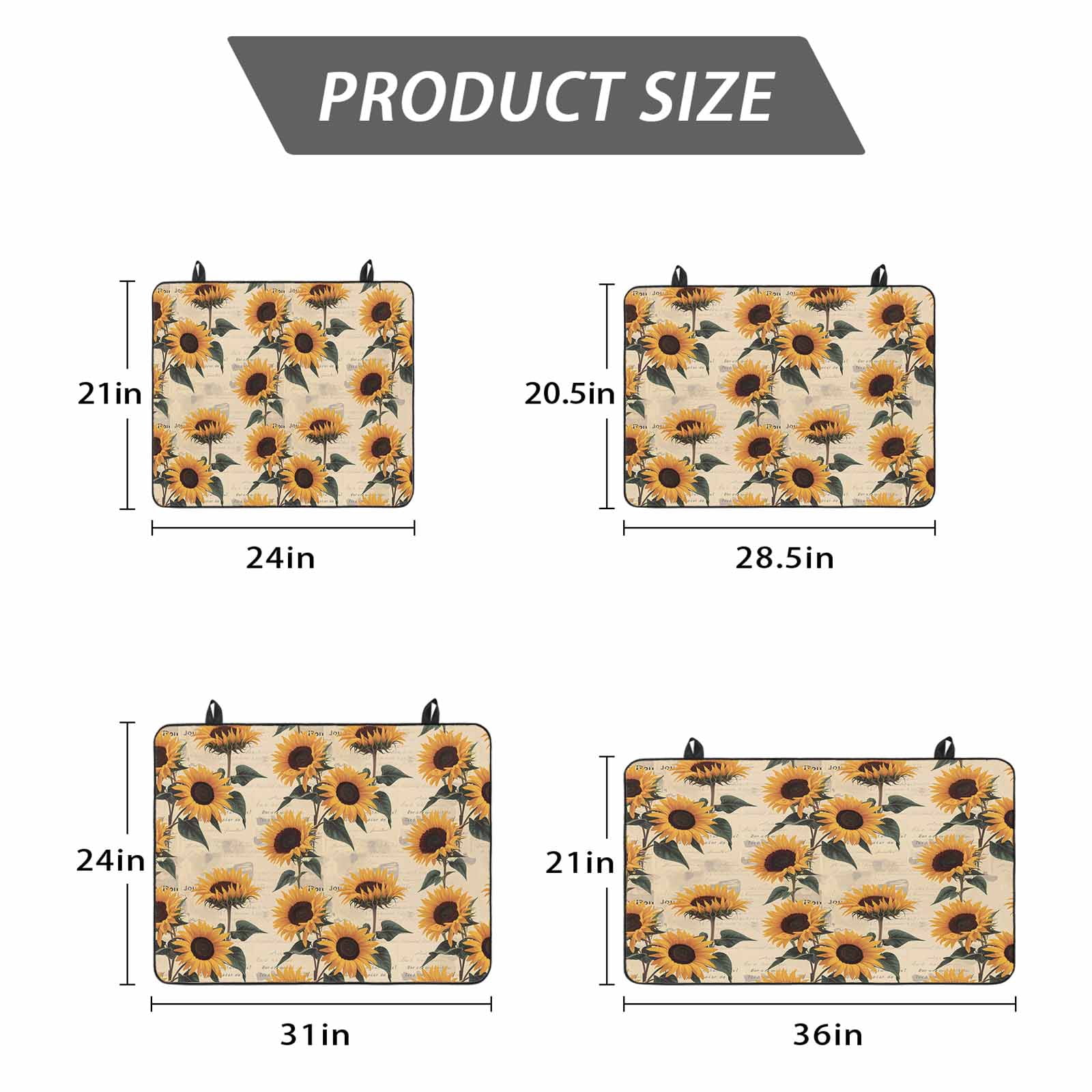 Vintage Sunflower Stove Top Cover for Electric Stove, Heat-proof & Non Slip Glass Top Stove Cover Protector, Watercolor Summer Botanical Kitchen Flat Cooktop Rubber Mat 24x21 Inches