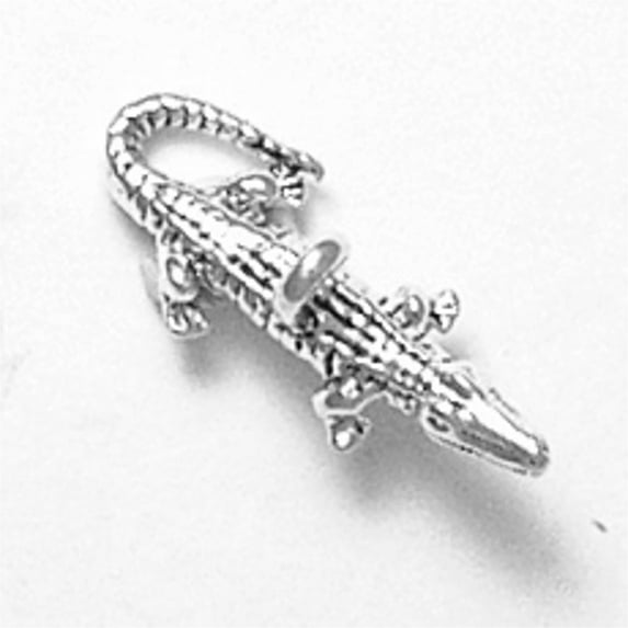 Sterling Silver 18" Unisex 1.5mm Box Chain 3D Long Crawling Alligator Pendant Necklace