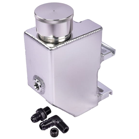 JEGS Type II GM Power Steering Pump Reservoir [Fabricated Aluminum, Clear Anodized]