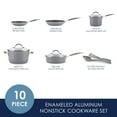 thumbnail image 3 of Rachael Ray Cucina Porcelain Enamel Nonstick Cookware Set, 10-Piece, Sea Salt Gray, 3 of 8