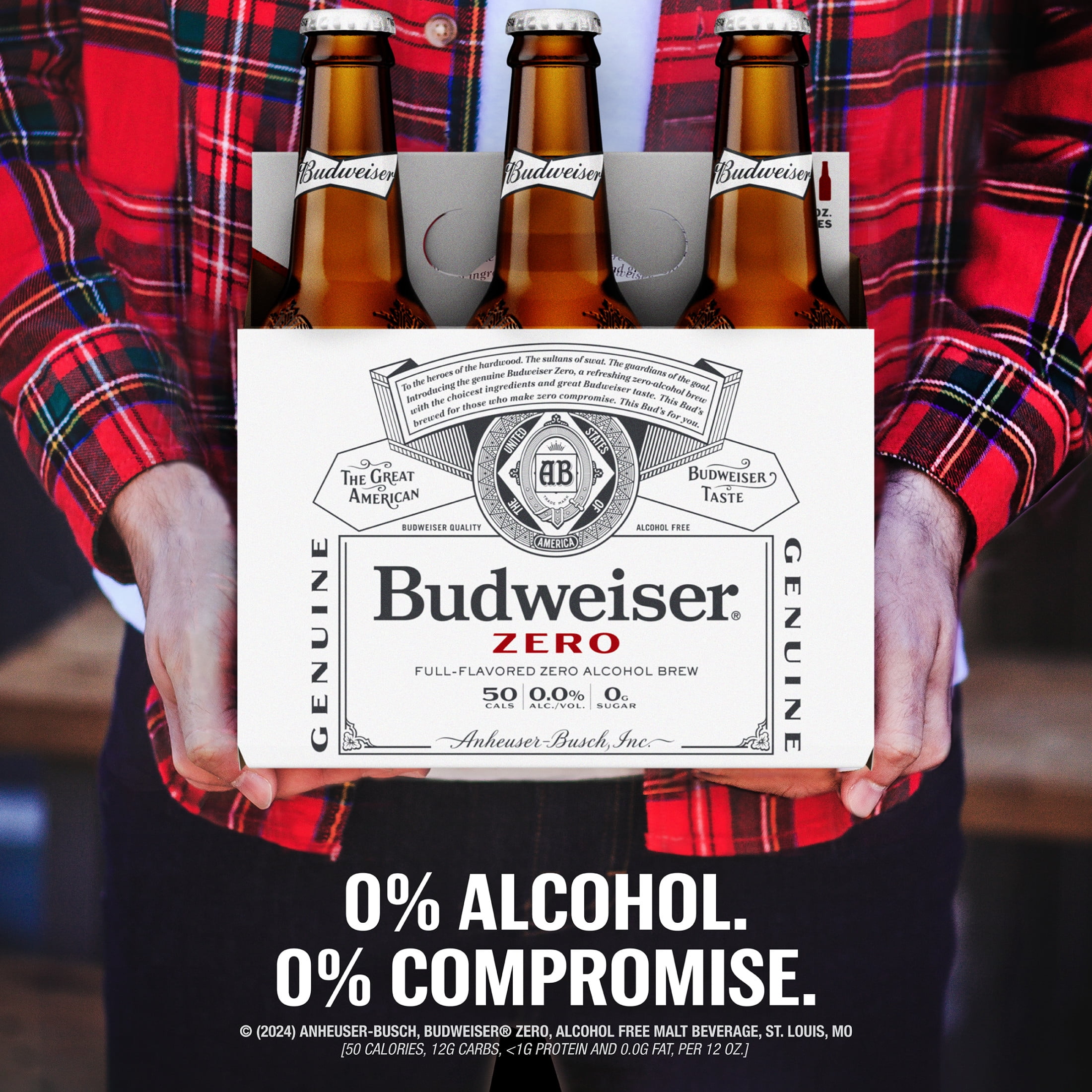Budweiser Non-Alcoholic American Lager Beer 6 pack 12 fl oz Glass Bottles 0.0% ABV