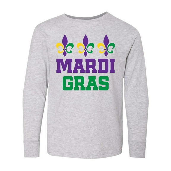 Inktastic Mardi Gras Fleur De Lis Trio Long Sleeve Youth T-Shirt