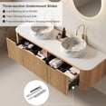 thumbnail image 5 of 60 inch Bathroom Vanity with Double Sink, Floating Bathroom Vanities with Ultra-Thin Marble Basin and Countertop, 2 Large Soft-Closing Storage Drawers, Pre-Assembled Cabinet, Nature Wood, 5 of 7