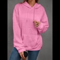 thumbnail image 4 of Sudadera Informal con Capucha de Jacquard Texturizado para Mujer, Sudadera Holgada de Larga de Color Liso Y2K con Bolsillos. Rosa Roja M, 4 of 10