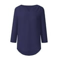thumbnail image 5 of YOTMKGDO Elbow-Length V-Neck Shirt | Button Women Ladies Clothing Loose Shirt Chiffon Zipper Long Sleeves Plus Size Tops, summer tops for women (Navy, S), 5 of 5