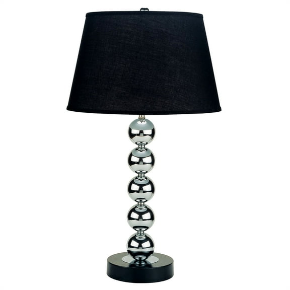 ORE International 30" Metal Table Lamp with Black Fabric Shade in Chrome